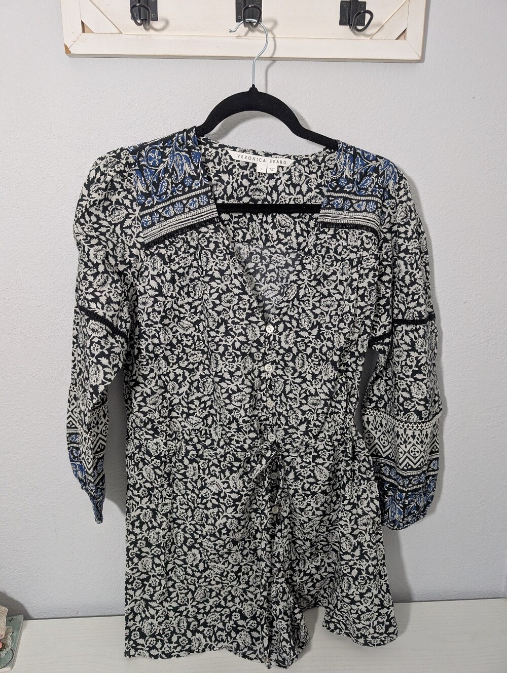 Veronica Beard Coraline Floral Romper 100% Cotton sz L